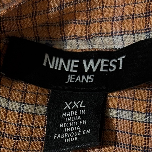 Nine West Women’s Hi-Lo Roll Tab Sleeves Top Tunic Striped Size XXL - Picture 8 of 9